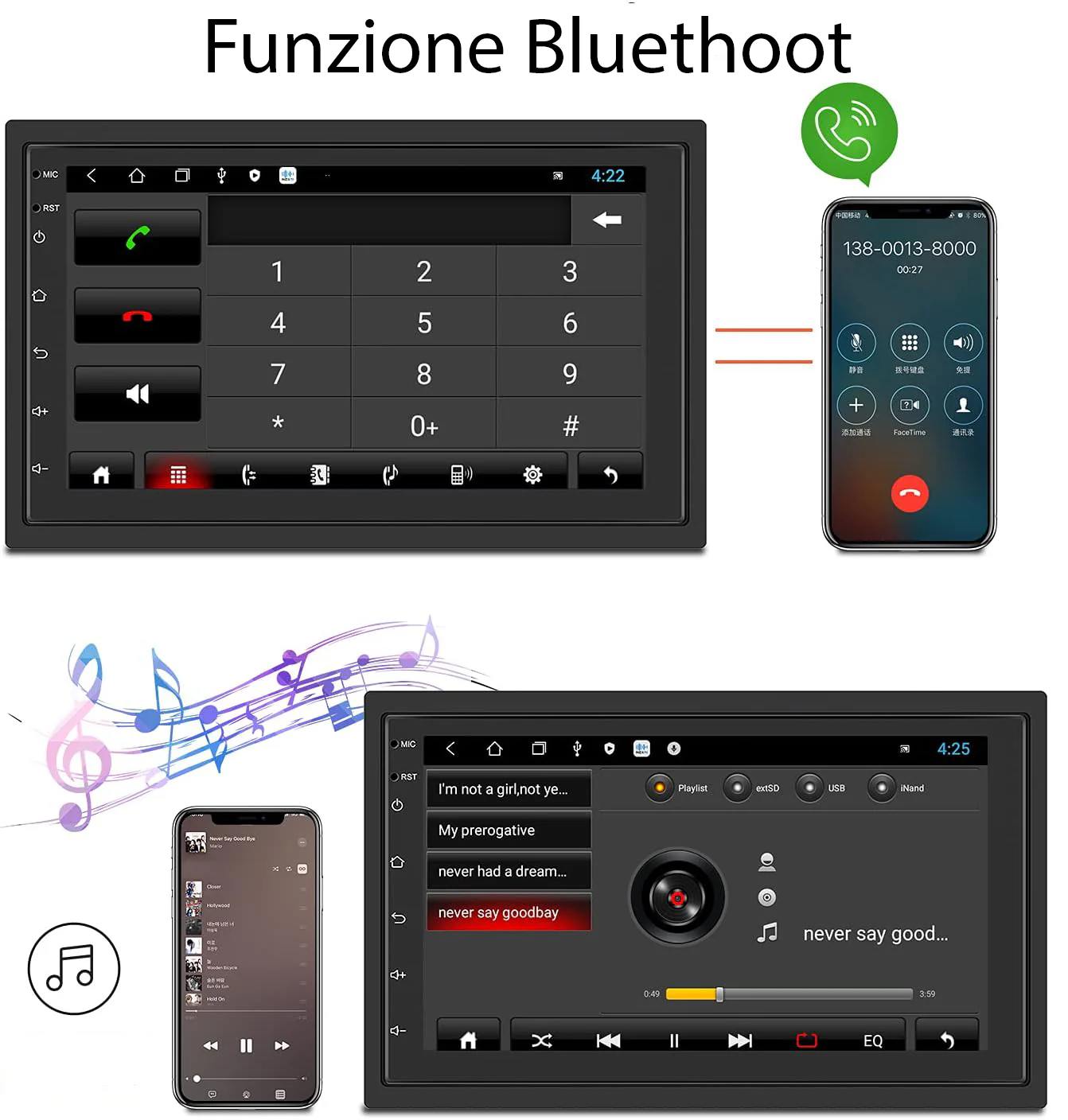 Autoradio 2 Din Con Bluetooth GPS/WiFi/FM 7" Touch Screen CarPlay - Android Auto - Image 5