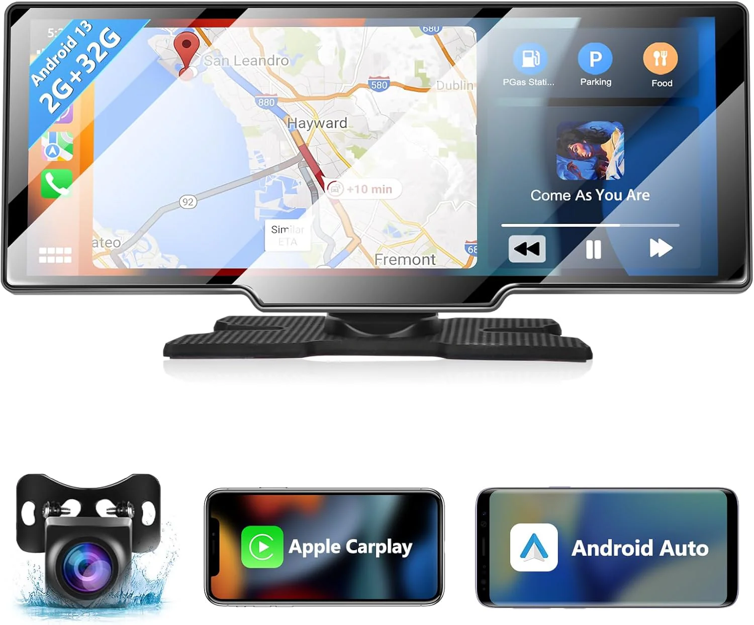 Autoradio Wireless Apple Carplay & Android Auto Tocuchscreen 10,26 Pollici Portatile ,7-32V Monitor con A-pple Airplay/Assistente Vocale/Bluetooth/Trasmettitore FM/AUX/TF Card - Image 3