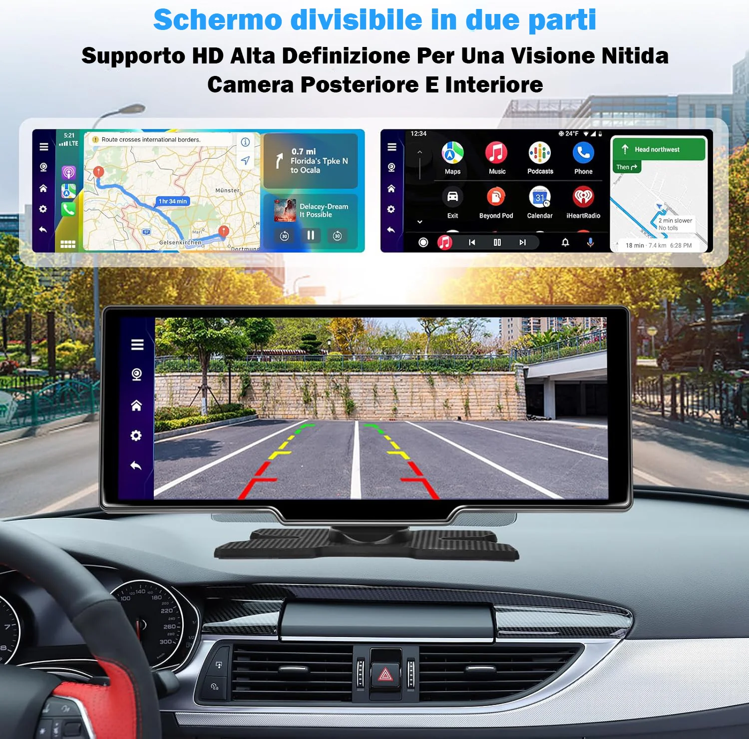 Autoradio Wireless Apple Carplay & Android Auto Tocuchscreen 10,26 Pollici Portatile ,7-32V Monitor con A-pple Airplay/Assistente Vocale/Bluetooth/Trasmettitore FM/AUX/TF Card - Image 4