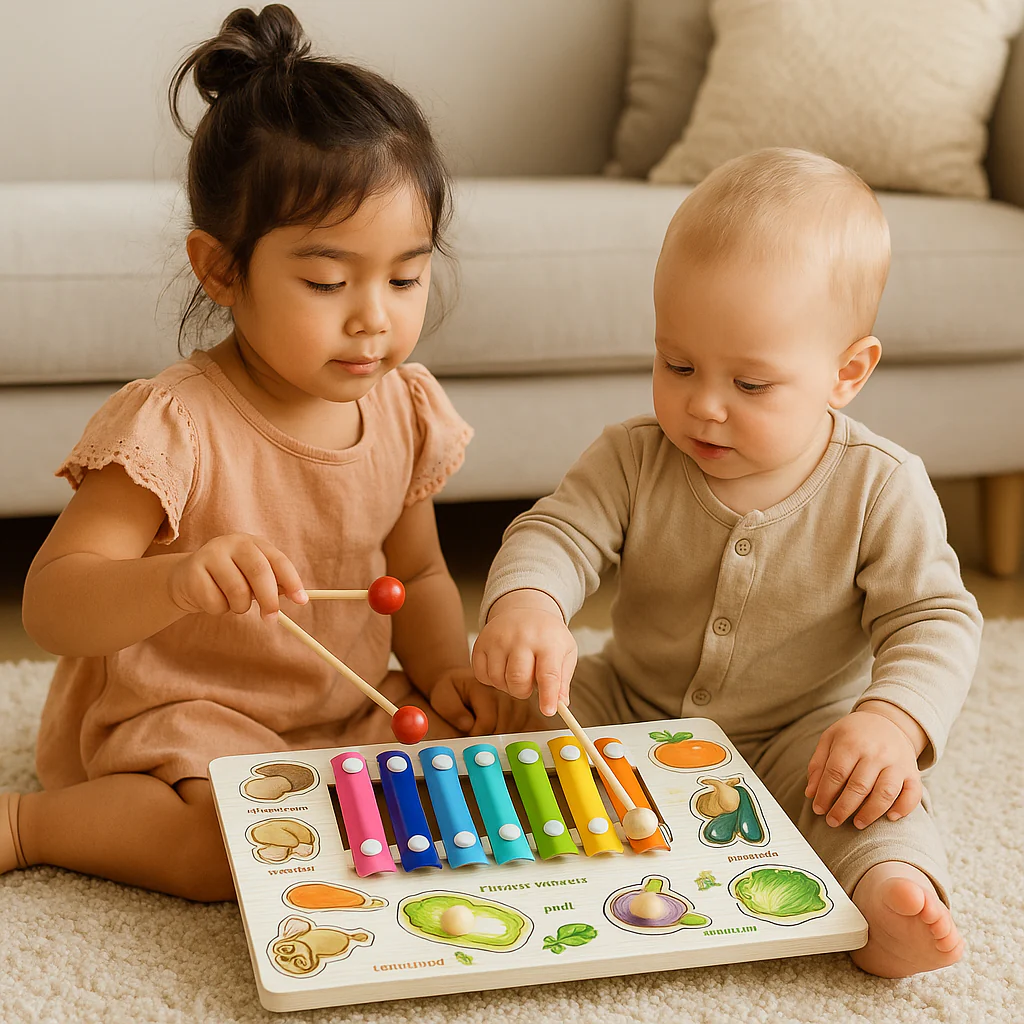 BabySymphony – Gioco Educativo in Legno 4 in 1 | Xilofono Bambini, Puzzle Montessori, Lavagnetta e Pennarello | Regalo 2+ Anni - Image 3