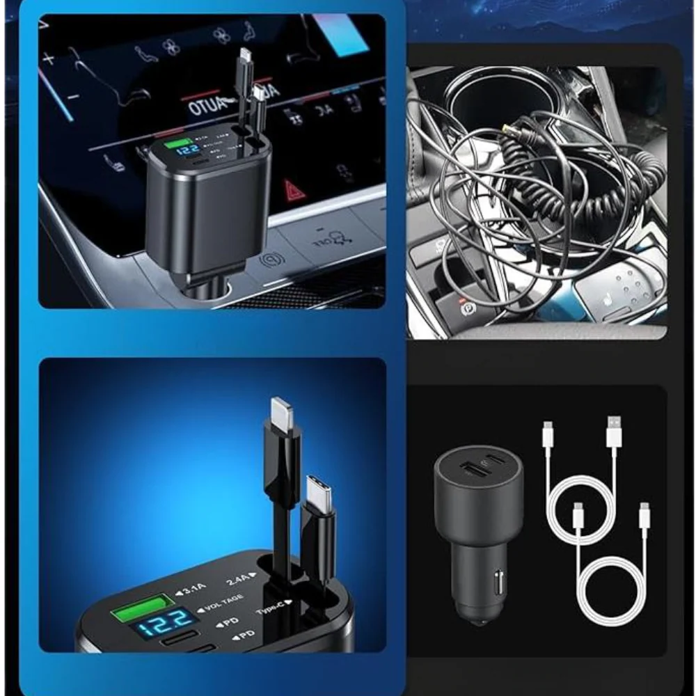 Caricatore Auto 5-in-1 Retrattile con USB - Image 3