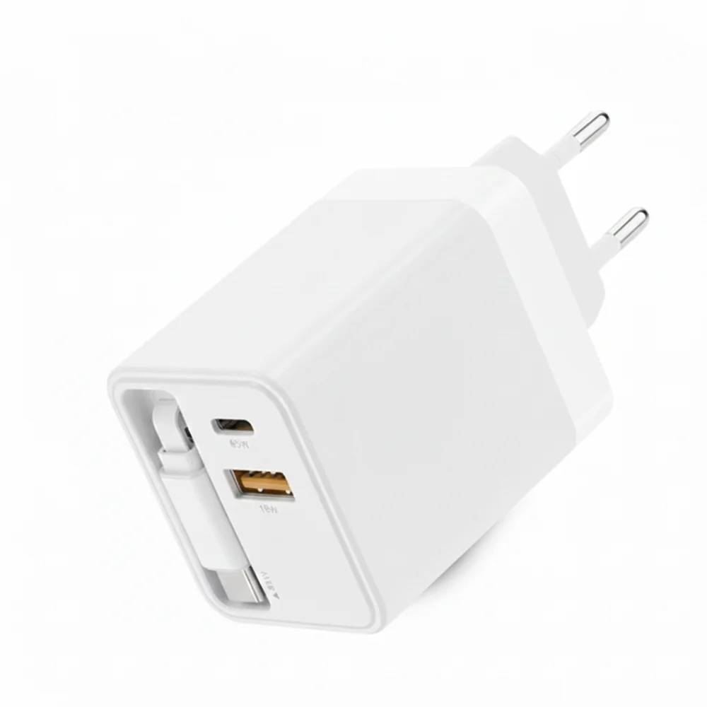 Caricatore Rapido 75W con Cavo Type-C Retrattile 80cm e Doppia Porta USB / Type-C - Image 5