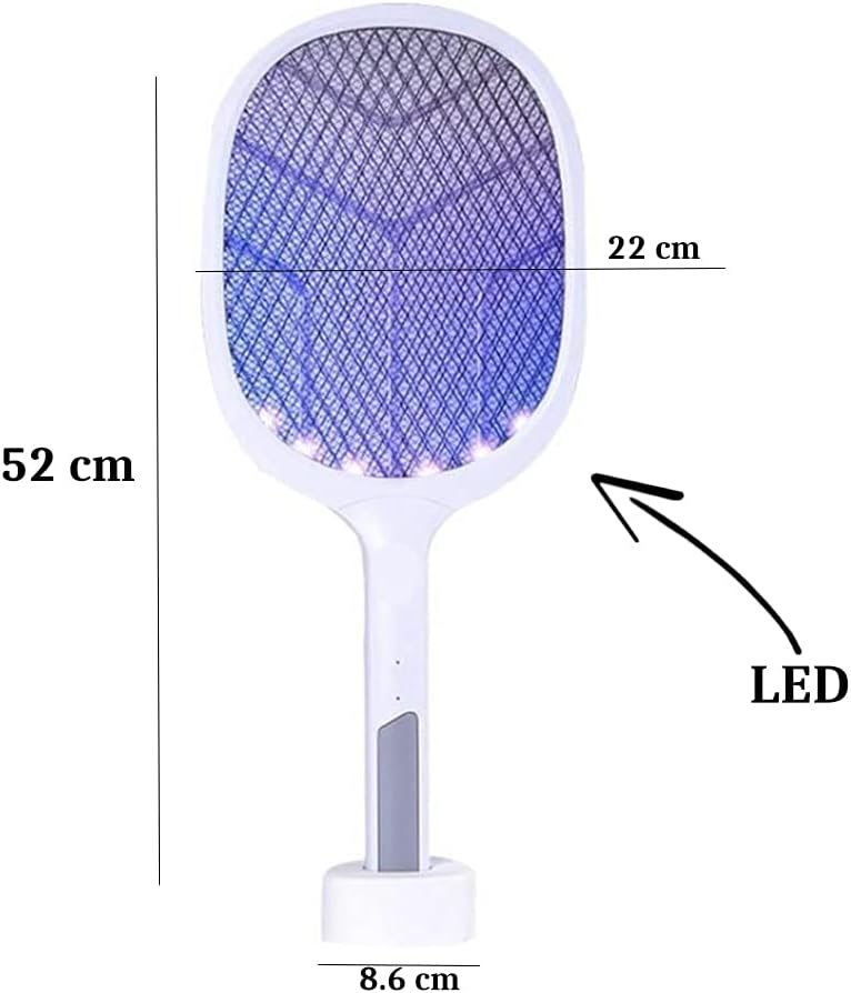 (2 Pezzi) - Racchette Zanzare Elettriche Ricaricabili 2 in 1 Lampada Led Fulmina Insetti - Image 5