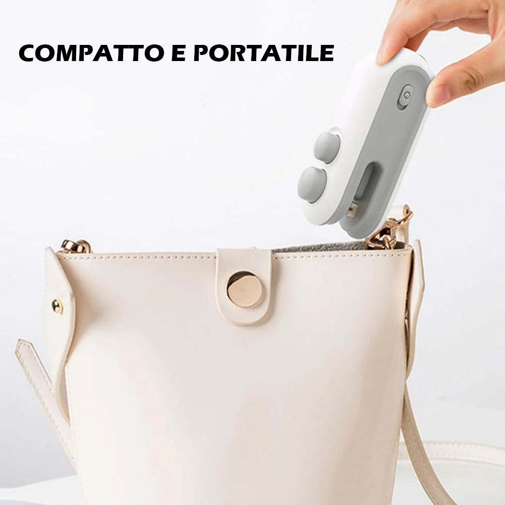 (2 PEZZI) Mini Sigillatori Termici Portatile 2 in 1 (Sigilla e Taglia) Ricaricabile USB, Uso Domestico, Sigillatore Per Ogni Tipo Di Busta - Image 6