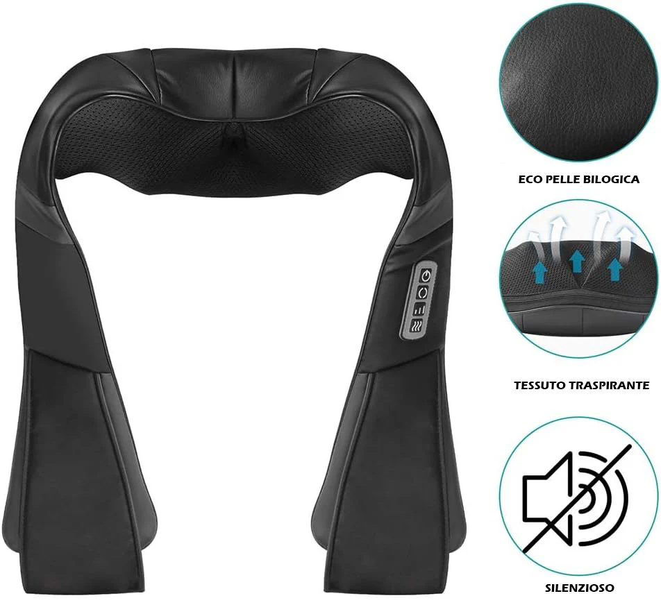 Massaggiatore Cervicale per Collo, Spalle, Schiena, per Casa, Auto e Ufficio, con infrarossi riscaldante, Massaggio 3D con 16 testine rotanti - Image 5