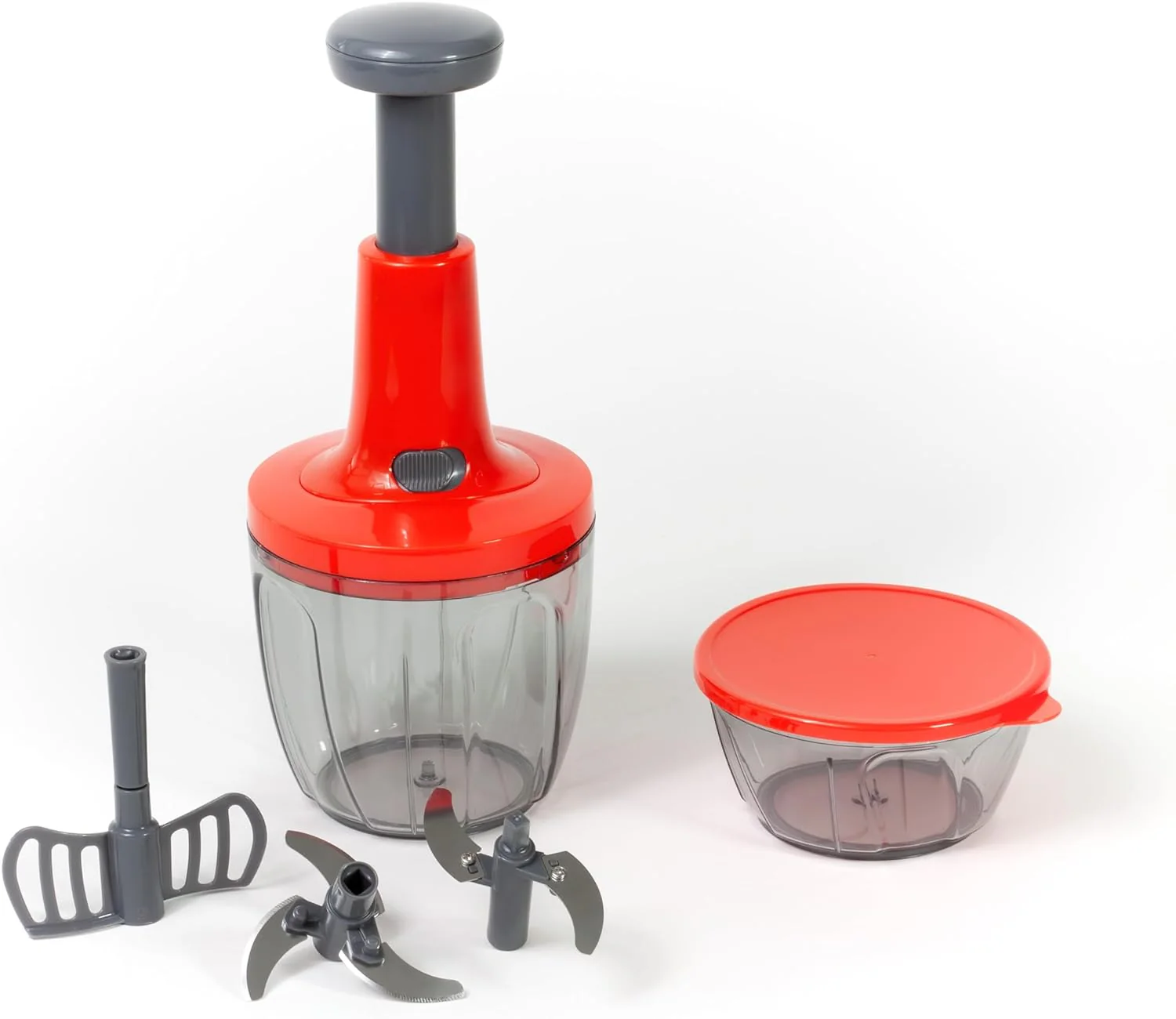 Mixer Tritatutto Manuale, 5 Lame acciaio Inox, Trita Verdure Manuale, Frullatore Manuale Taglio di Cipolla Manuale Tritaverdure da Cucina, press Chopper, 2 Contenitori 900 + 500 ml - Image 7