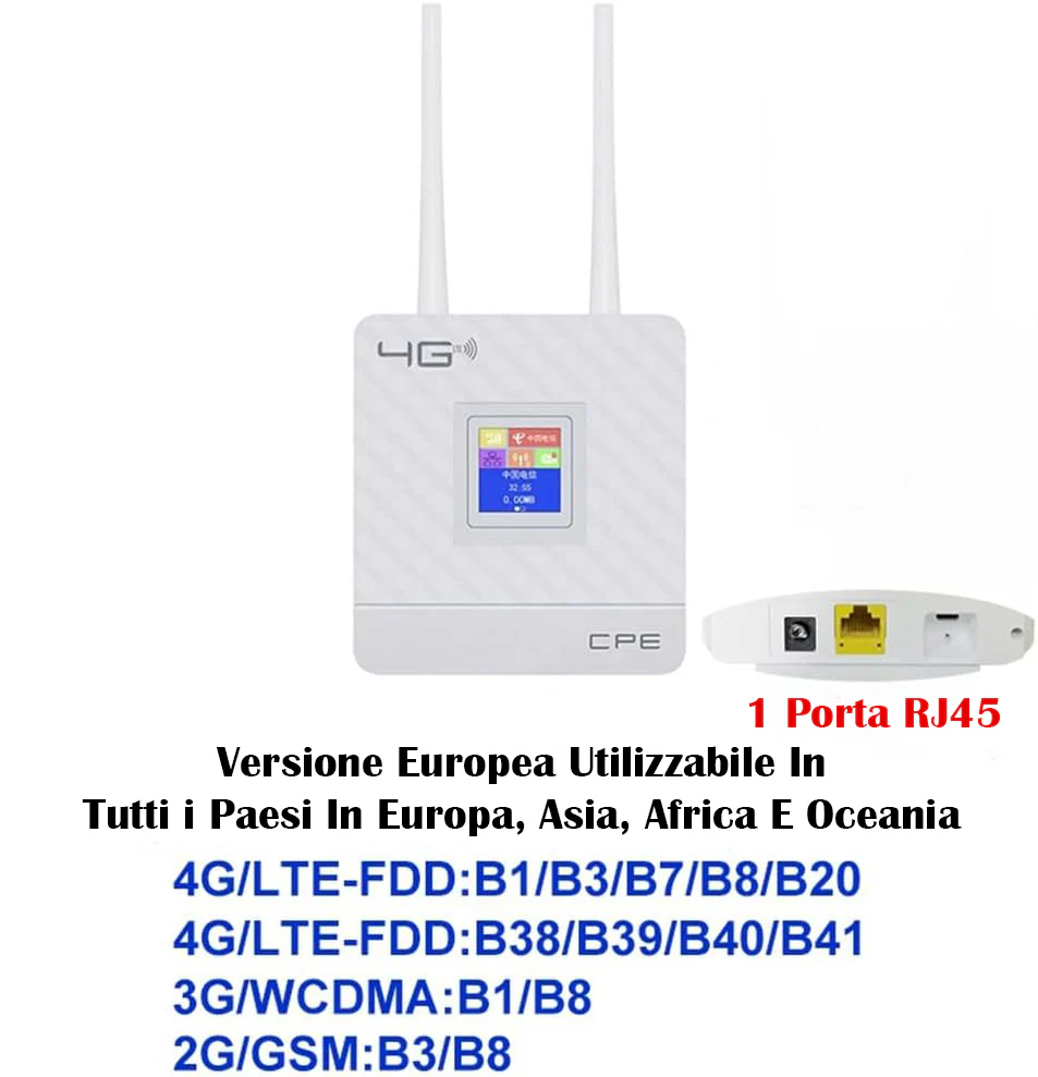 Modem WiFi Router Wireless LTE Home 3G 4G 2 Antenne Esterne, CPE con Porta RJ45 e Slot per Scheda SIM Spina UE - Image 5